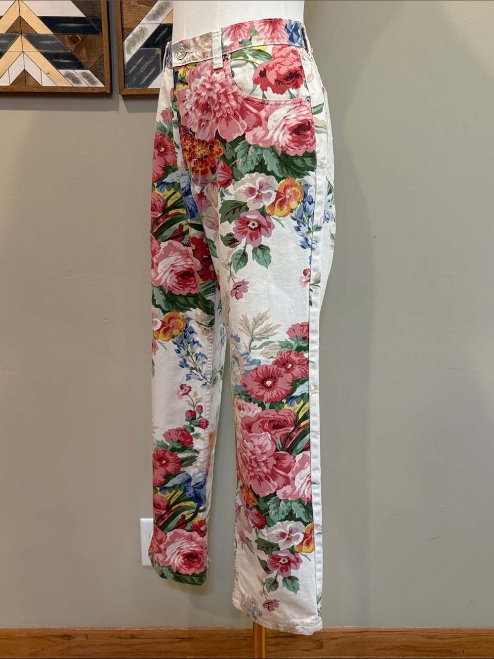 Vintage Ralph Lauren Blue Label 90s Floral Denim High-Rise Jeans 31 *As-Is* - Picture 3 of 16